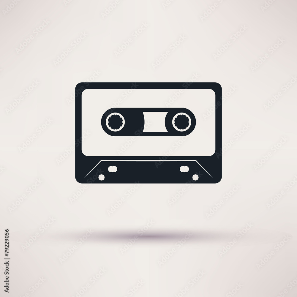 Audio cassette vector icon mono flat style. Audio cassette vector icon mono flat style.