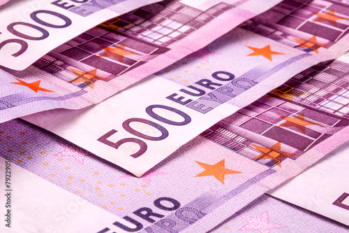 Several 500 euro banknotes are adjacent. symbolic photo for weal