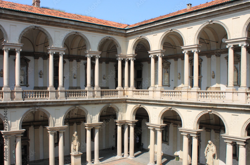 Cloister of Brera Palace in Milan, Italy Cloister of Brera Palace in Milan, Italy