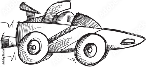 Doodle Sketch Race Car Vector Illustration Art
