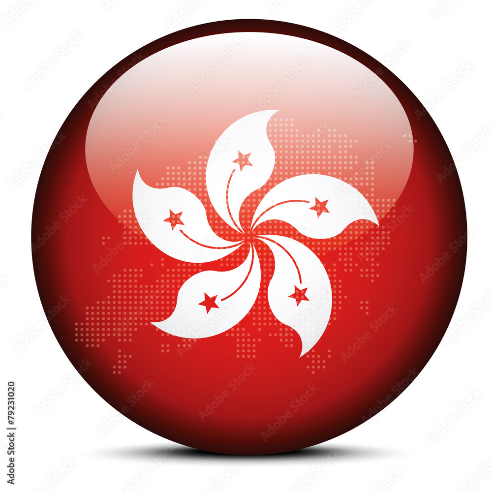 Map with Dot Pattern on flag button of Hong Kong SAR China Map with Dot Pattern on flag button of Hong Kong SAR China
