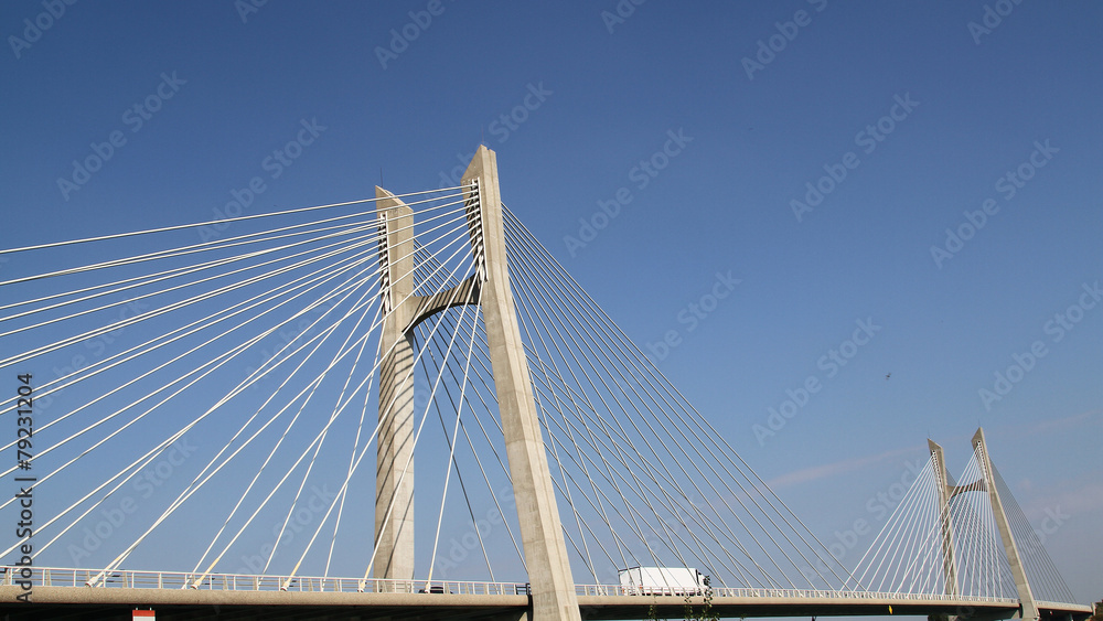 Camion blanc sur pont