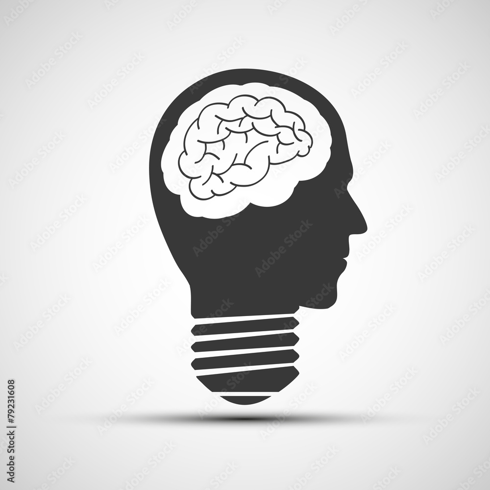 Vector icons bulb of a human head