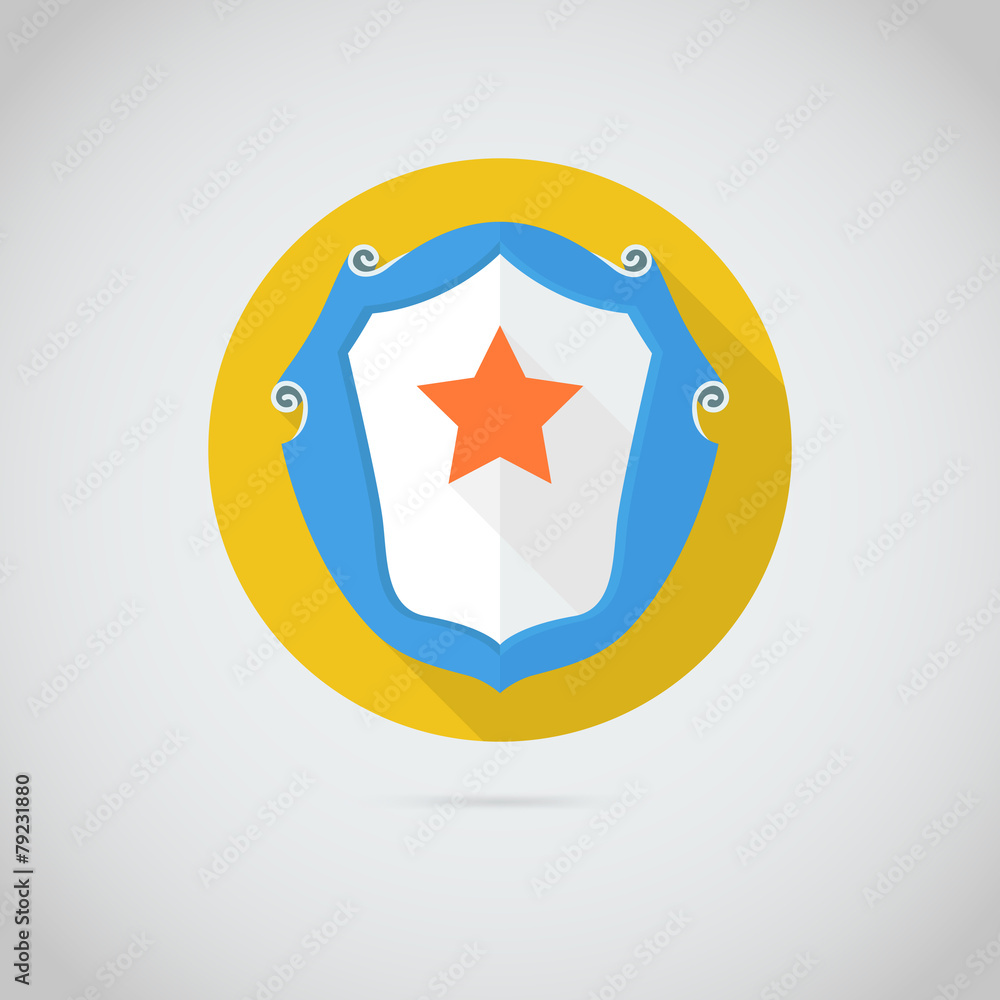 Flat icon with red star Flat icon with red star