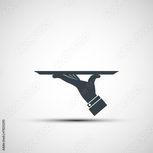 Vector icon of human hand with a tray