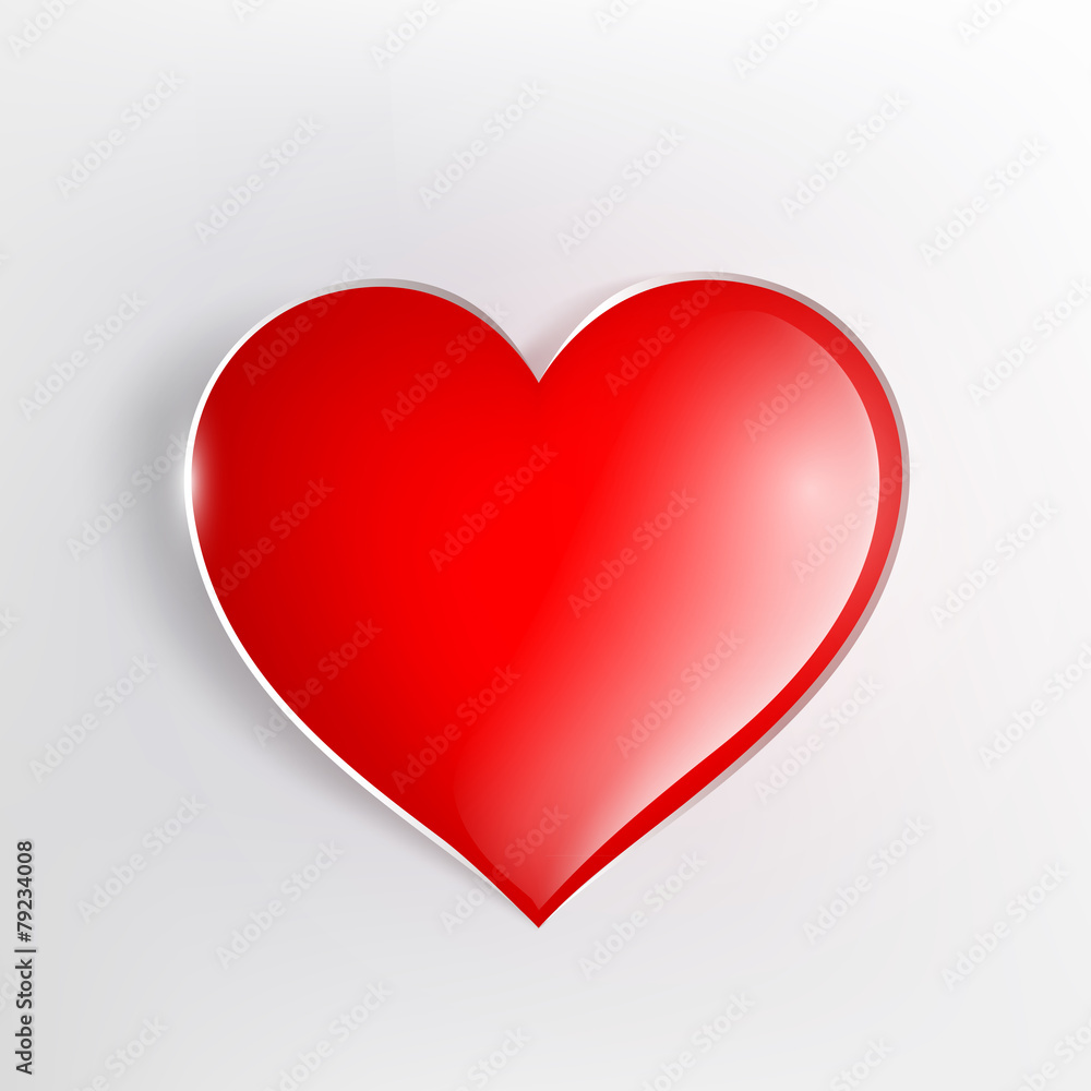 red glowing heart on a light background