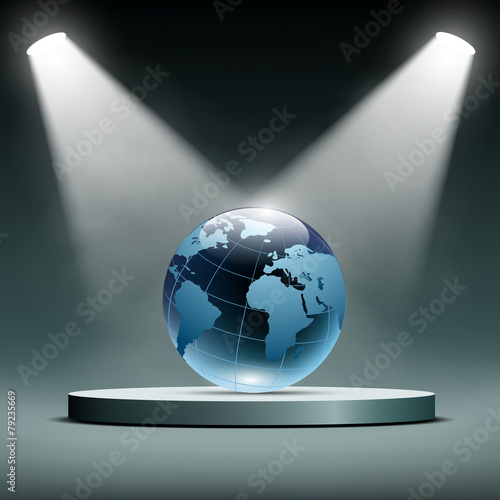 Earth is illuminated by floodlights