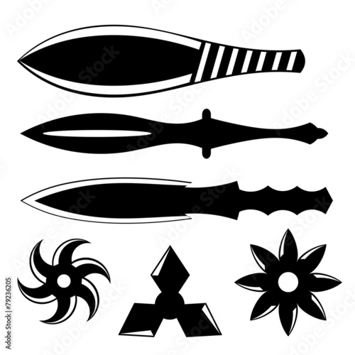 Set of silhouettes bladed weapons. Vector illustration.