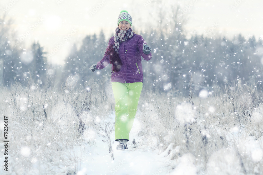 winter portrait of a happy woman winter portrait of a happy woman