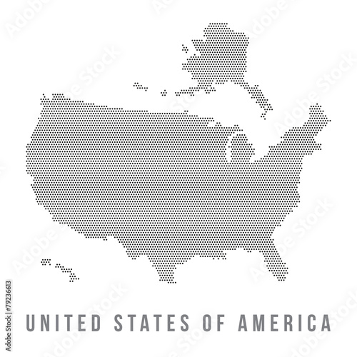 Dotted USA map on white background