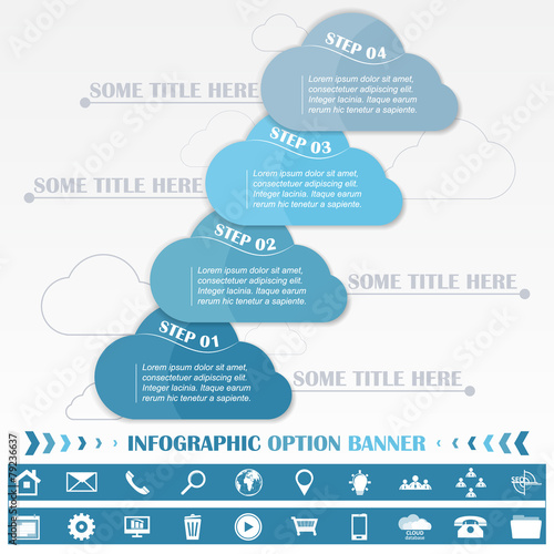 Wallpaper Mural Infographic vector template with blue cloud and various icons Torontodigital.ca