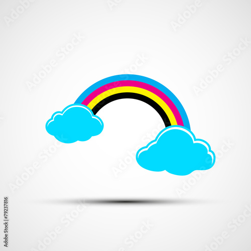 Vector logo cmyk rainbow and clouds
