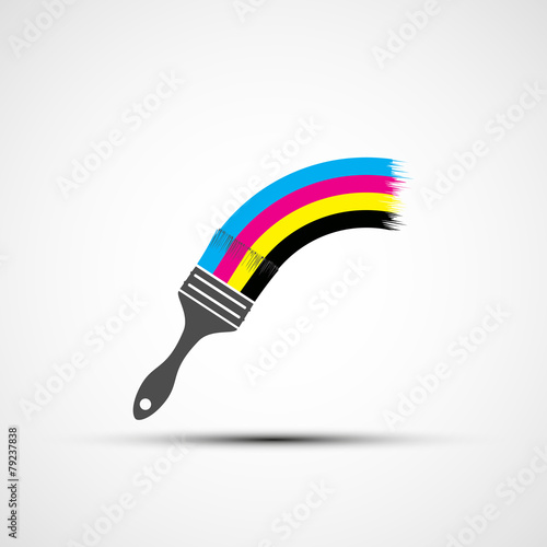 Vector logo cmyk rainbow and paint brush