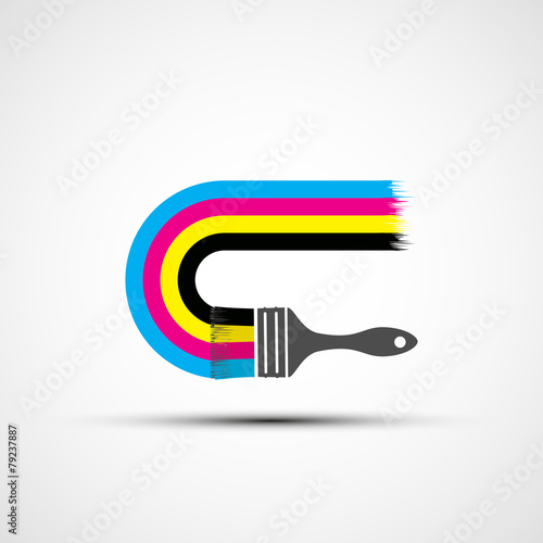 Vector logo cmyk rainbow and paint brush