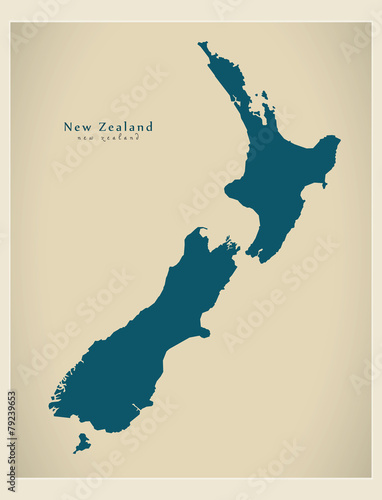 Fotografie, Obraz Modern Map - New Zealand NZ