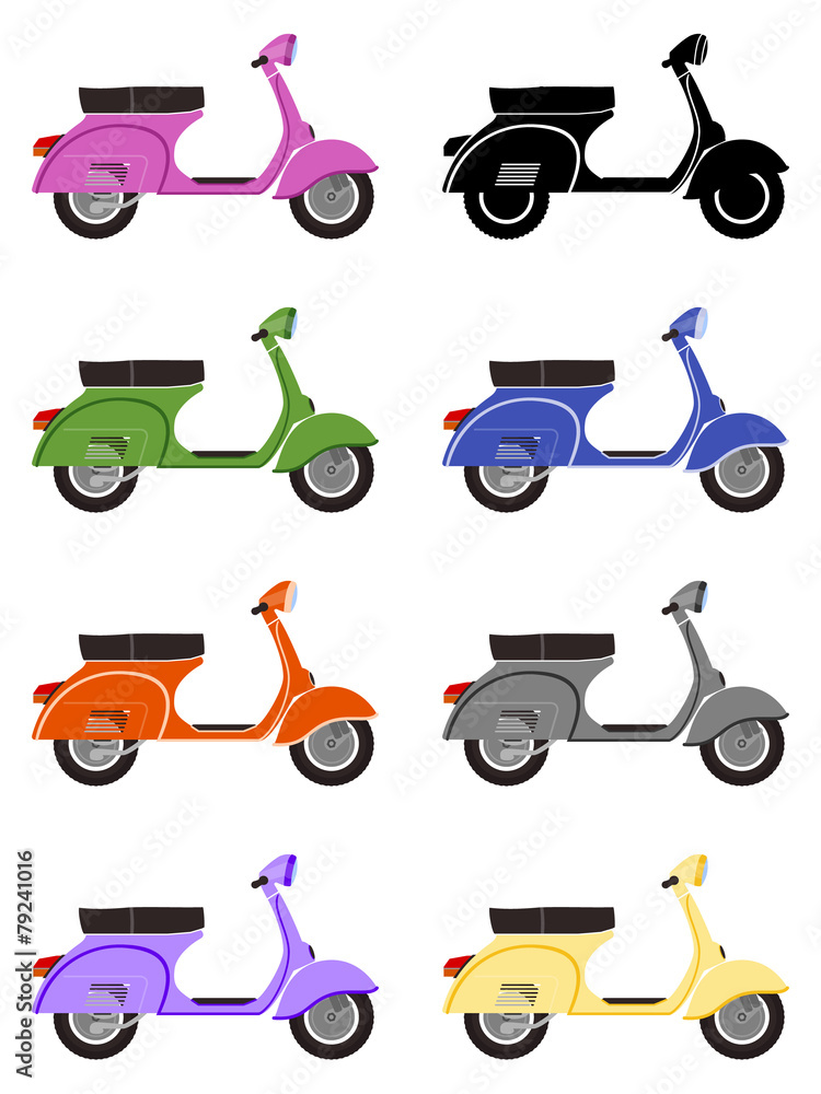 Moto-scooter-vespa-8-modelos.jpg Stock Vector | Adobe Stock