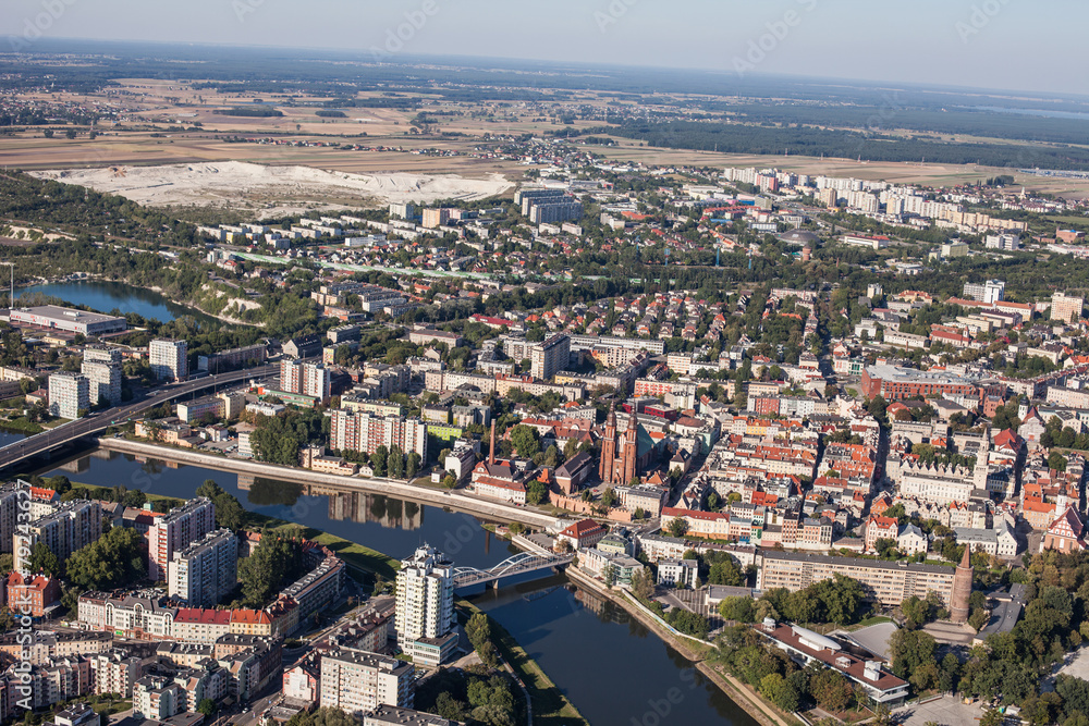 Obraz premium Aerial view of Opole city center