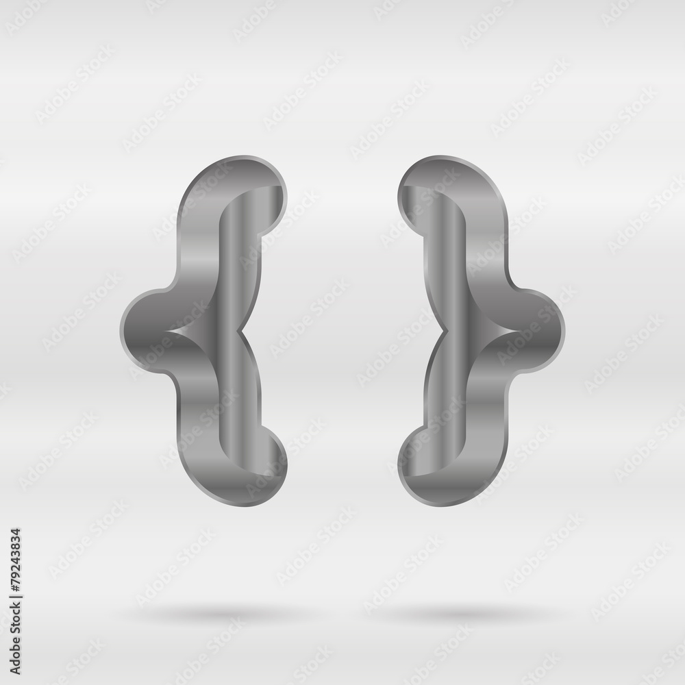 Metallic alphabet. Set of stainless 3d letters.