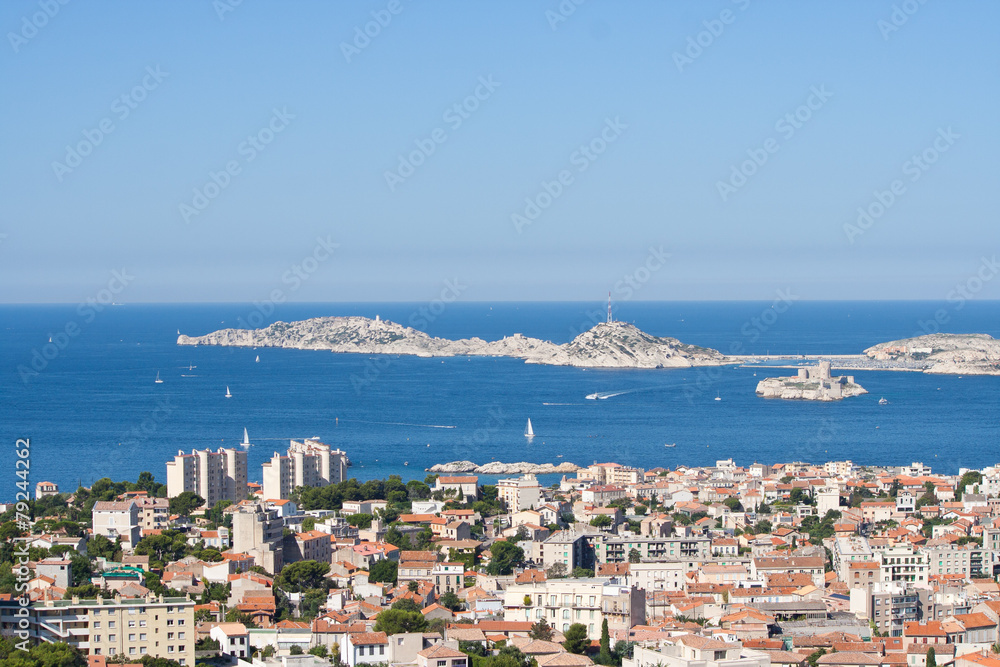 view to the castle if, and the Frioul archipelago, Marseille, Fr