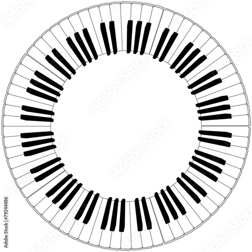 round black and white piano keyboard frame