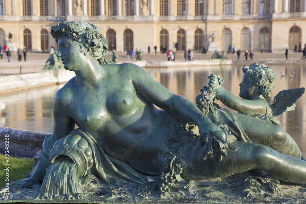 Statue in the castle of Versailles, Ile de France, France