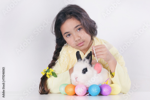 Color eggs bunny white