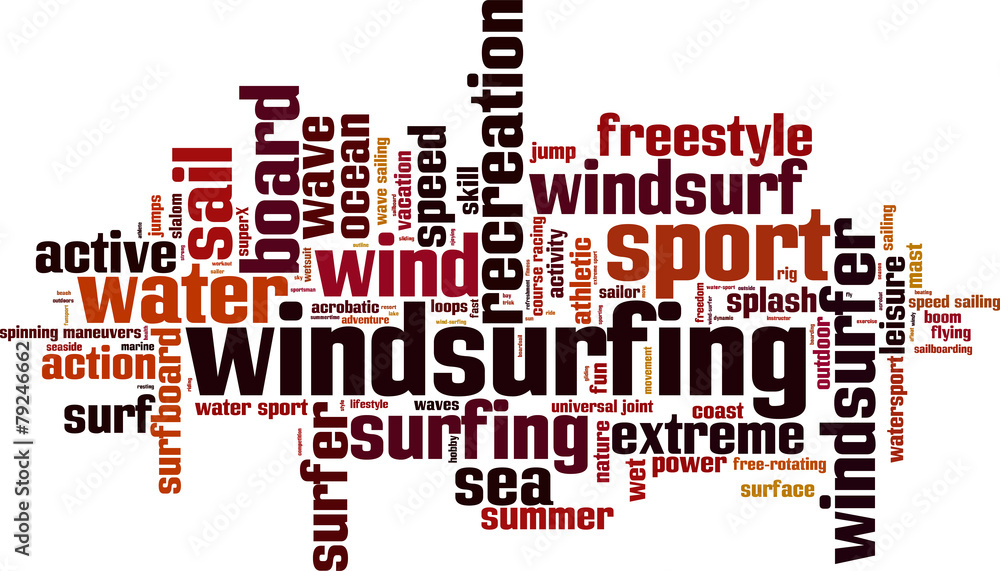 Windsurfing word cloud concept. Vector illustration Windsurfing word cloud concept. Vector illustration