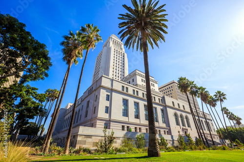 Tablou canvas Historic Los Angeles City Hall with blue sky