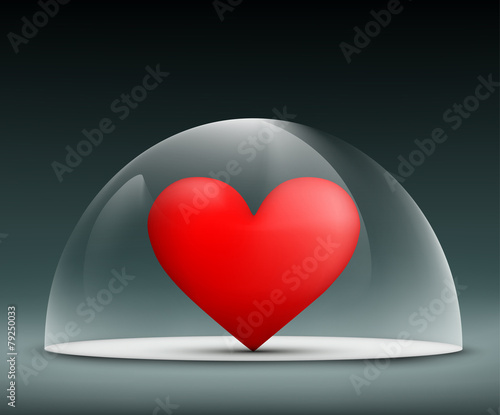 human heart under a glass dome