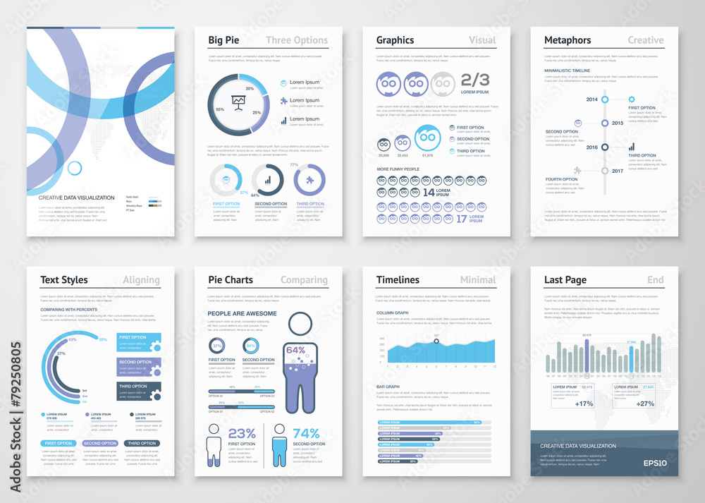 Collection of business brochures and infographic vector elements