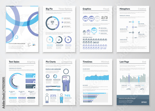 Collection of business brochures and infographic vector elements