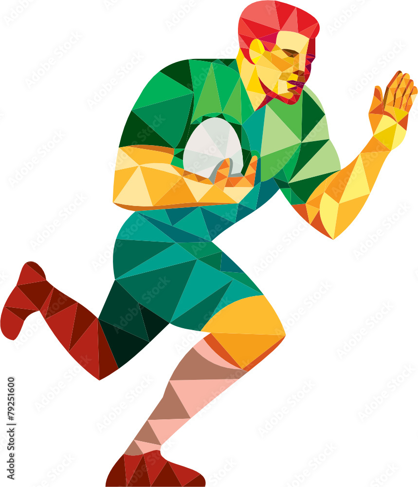 Rugby Player Fend Off Low Polygon Stock Vector Adobe Stock