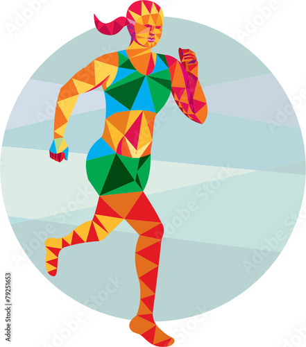 Female Triathlete Marathon Runner Low Polygon