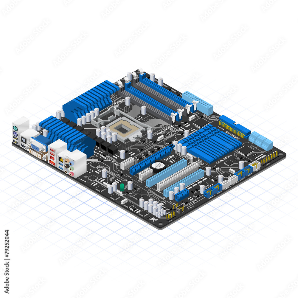 Isometric Motherboard Vector Illustration Isometric Motherboard Vector Illustration
