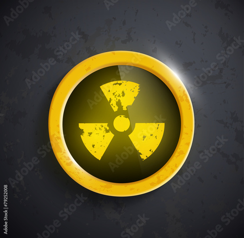 button with the sign of the radioactivity