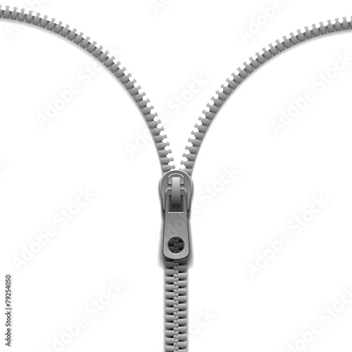 zipper isolated on white background photo