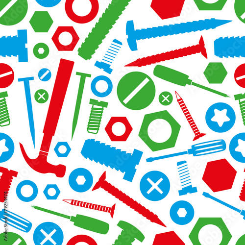 hardware screws with tools color seamless pattern eps10