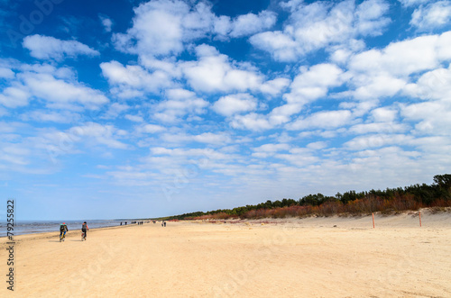 Cloudy sky and sandy beach of Baltic sea near Riga