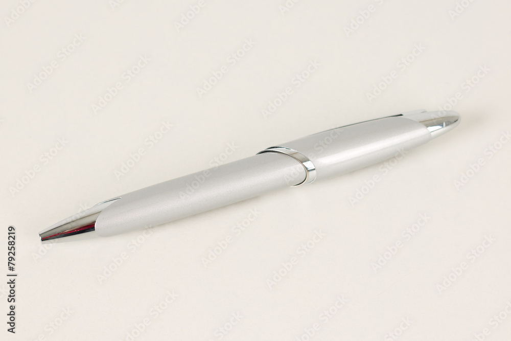 Fototapeta premium Metallic grey isolated pen with silver insertion