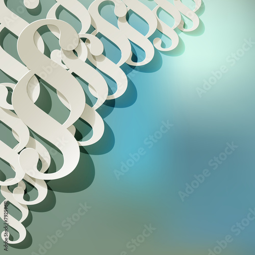 Paragraph symbols paper in the corner on bokeh fog background