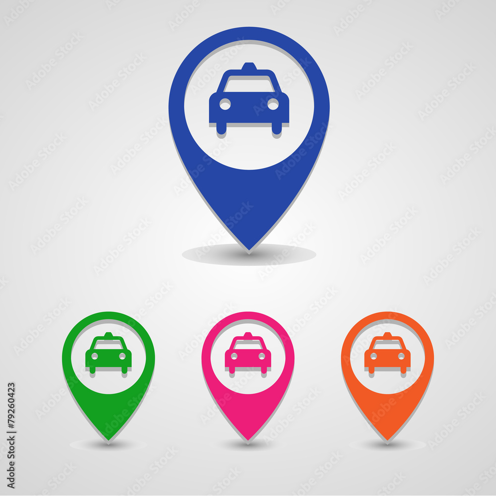 Taxi pin pointer icons set great for any use. Vector EPS10. Taxi pin pointer icons set great for any use. Vector EPS10.