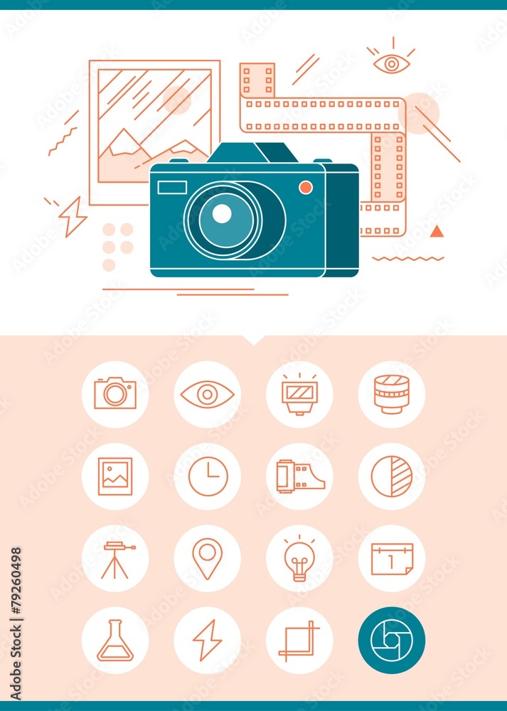 Obraz premium photography banner with related set of icons