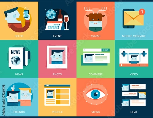 collection of social media concept banners