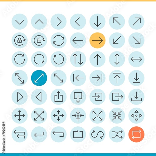 set of thin line arrow icons