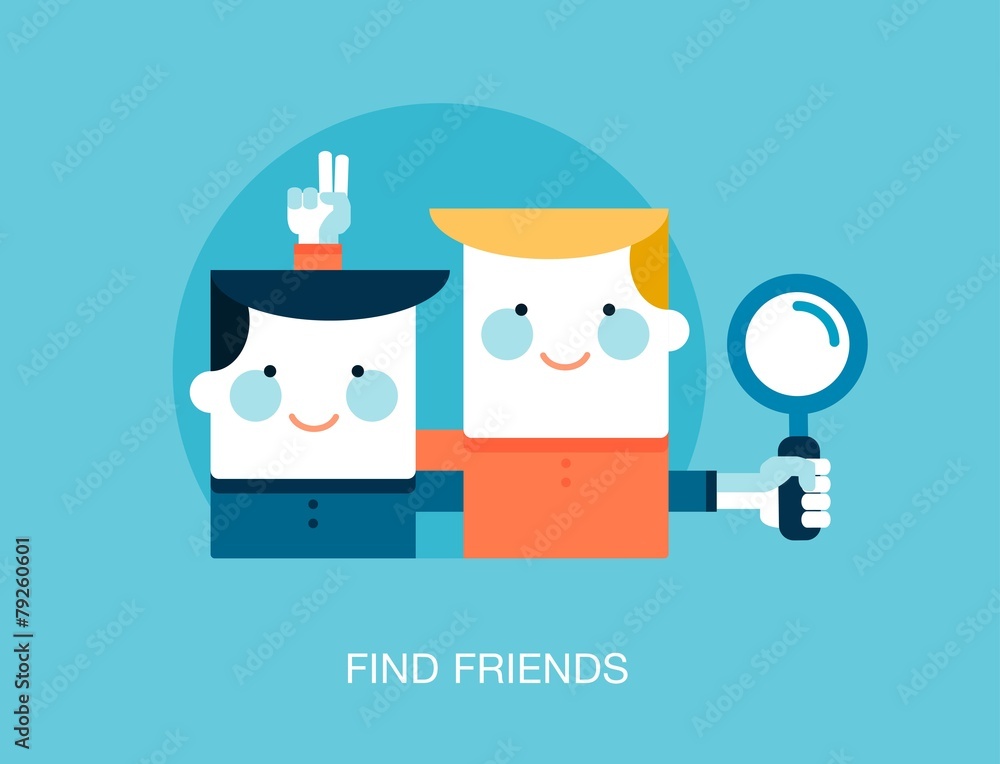 concept of looking for friends on the internet, vector illustrat
