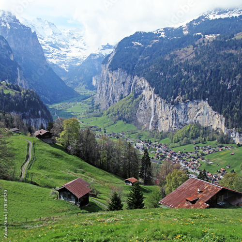 mountain village in the Alps  Switzerland .