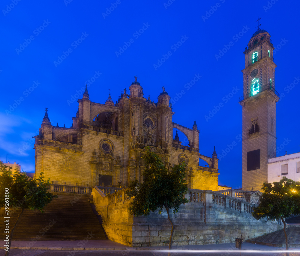  Cathedral in  evening time. Jerez de la Frontera