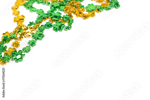 St. Patricks Day beads on a white background