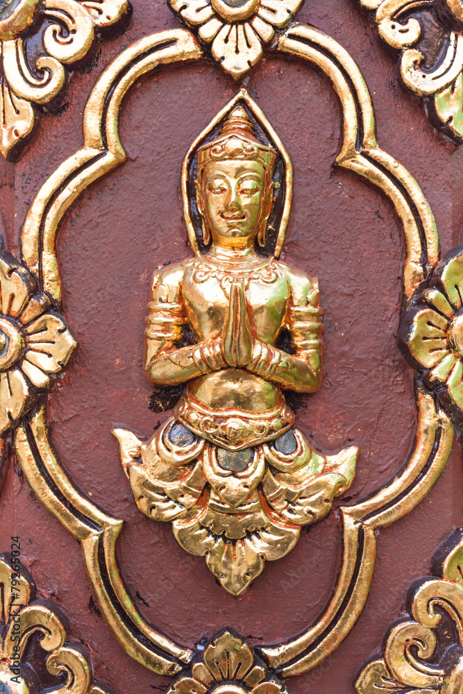 Thai culture sculpture on the temple wall