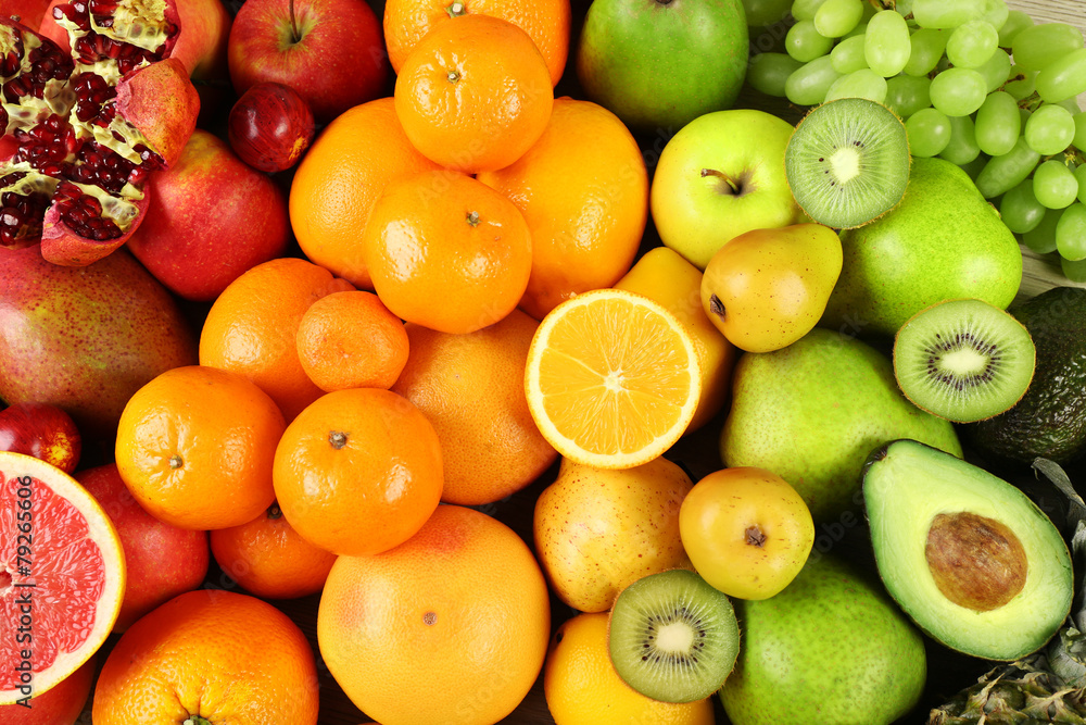 Assortment of exotic fruits close-up Assortment of exotic fruits close-up